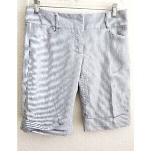 Miss Bisou Black White Pinstripe Bermuda Shorts 5 Juniors Flat Front Lightweight